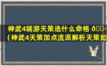 神武4端游天策选什么命格 🌷 （神武4天策加点流派解析天策如何加点）